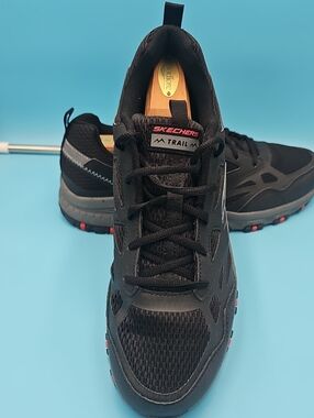 Skechers Men's Black Trail Walking Shoes with Red Accents